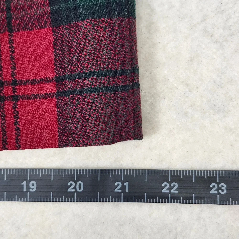 Vintage Tartan Plaid Wool Blend Midi Skirt Red Green Preppy Academic USA 8P